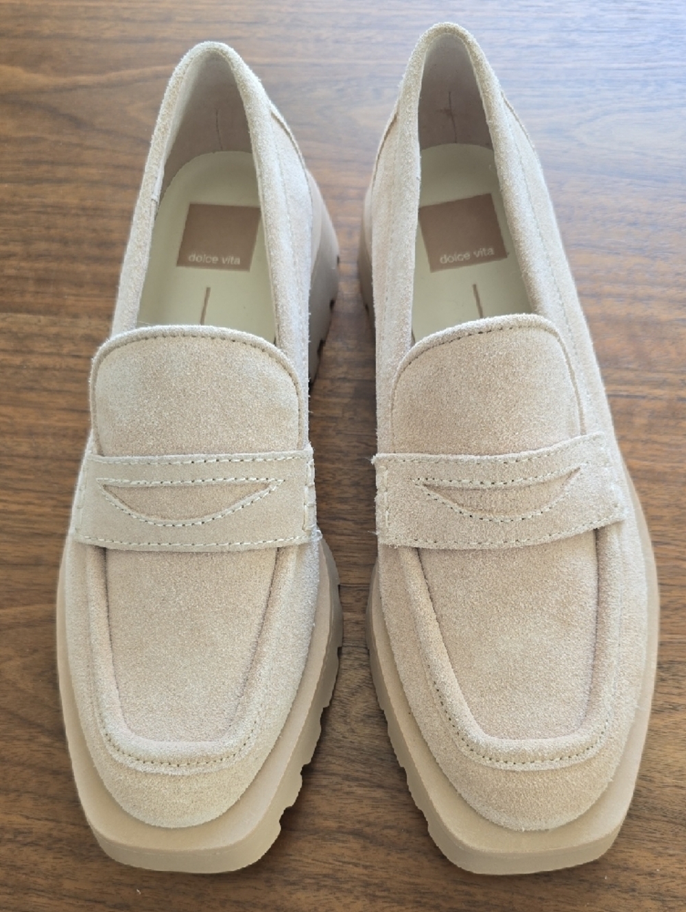 Dolce Vita Taupe Suede Penny Loafers - Picture 2 of 8